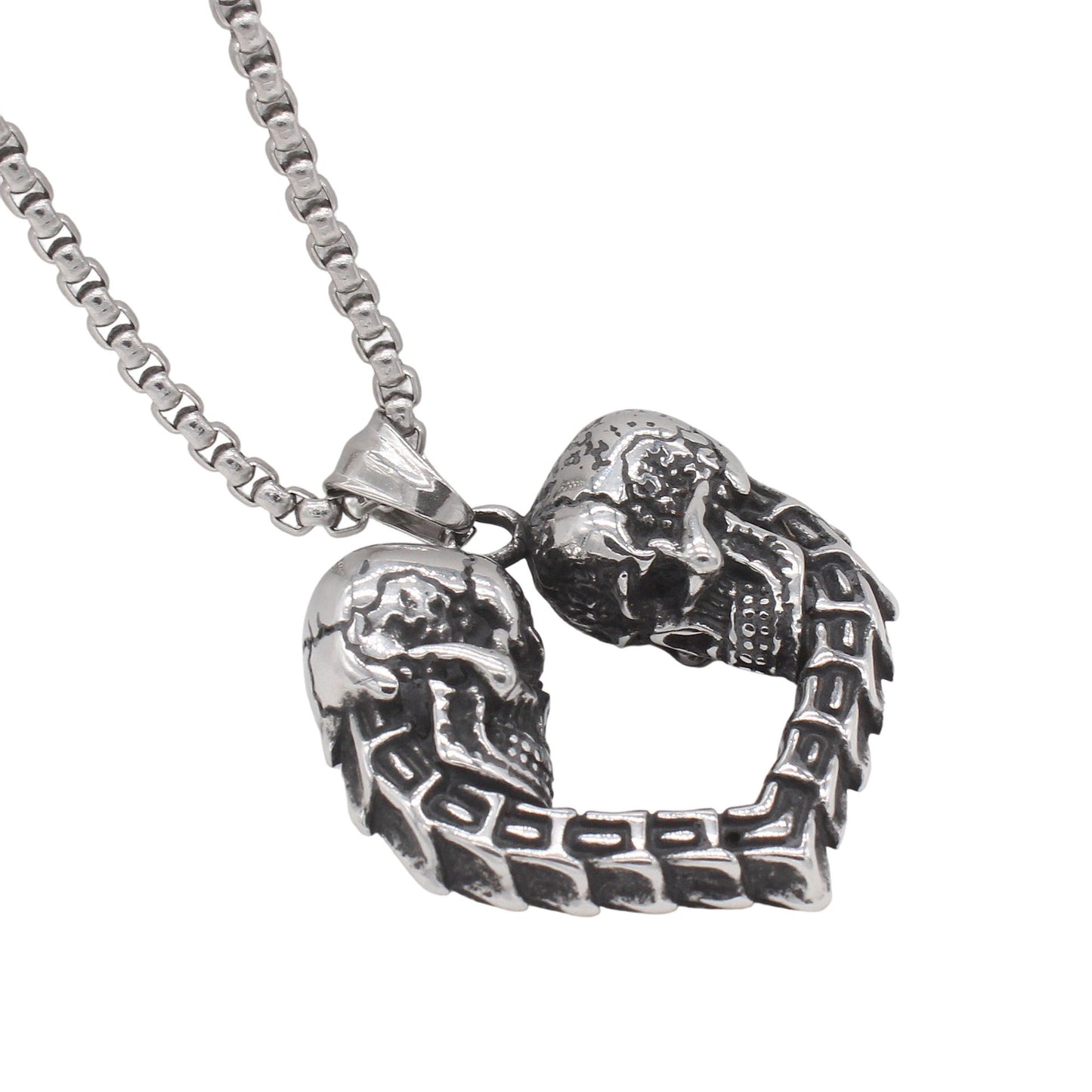 Kemstone Titanium Steel Skull Heart Pendant Necklace for Men Vintage P1528