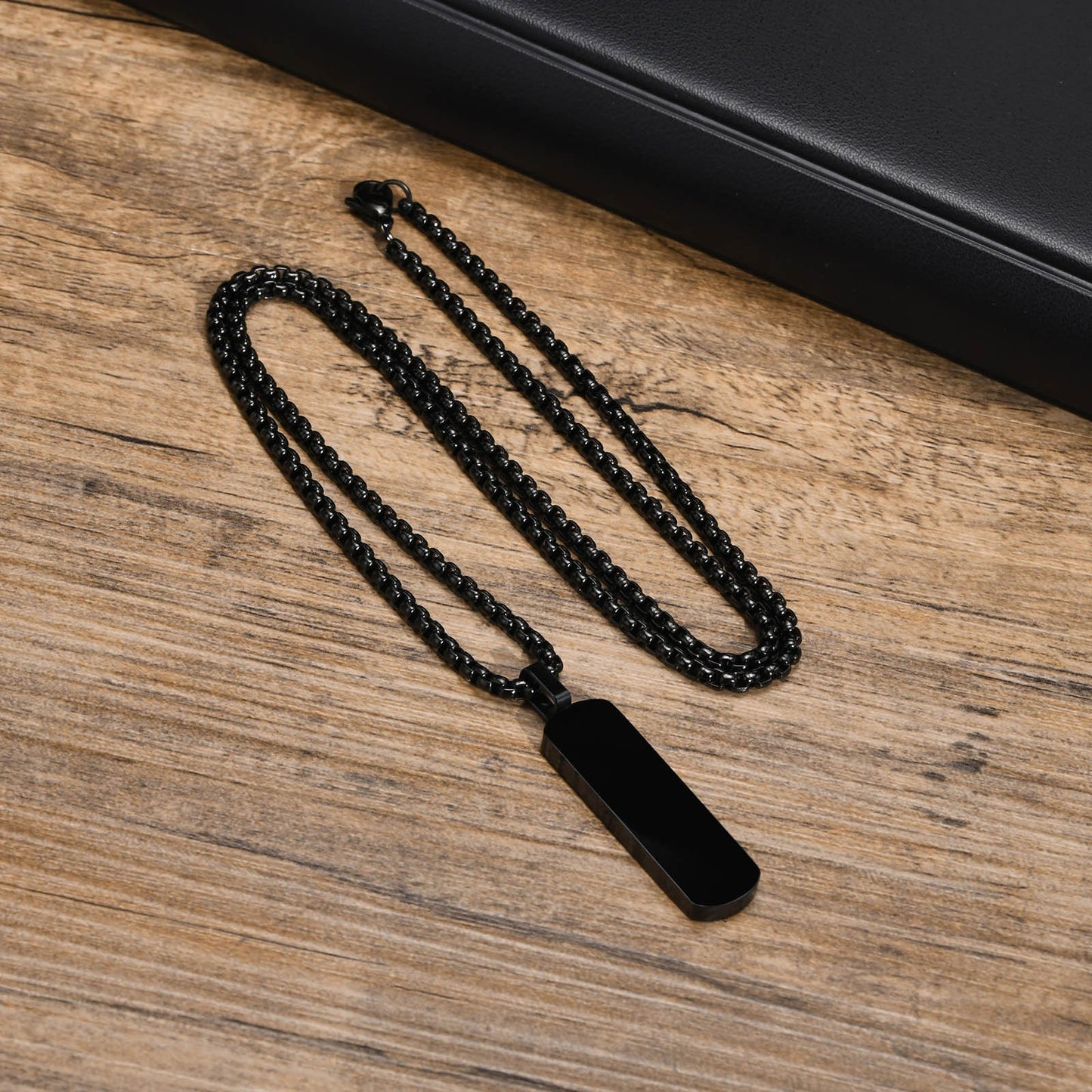 Kemstone Stainless Steel Rectangular Bar Pendant Necklace for Men PN-1874