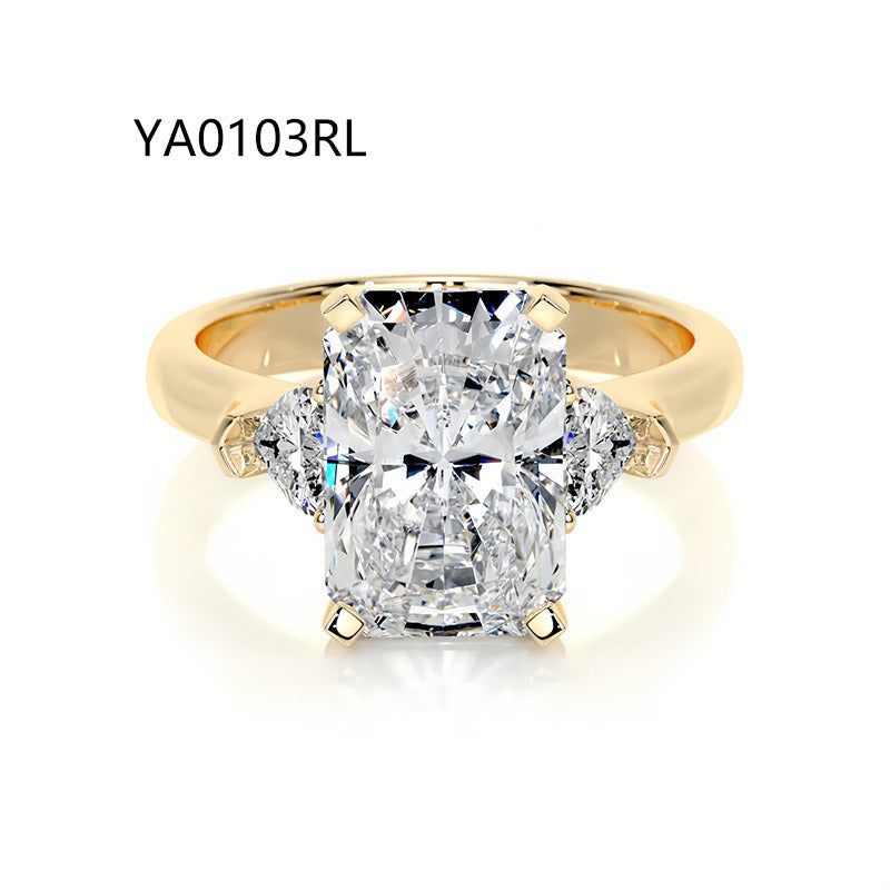 Three-Stone Moissanite Engagement Ring for Women | 2–5CT Heart, Oval, Princess, Emerald Cuts