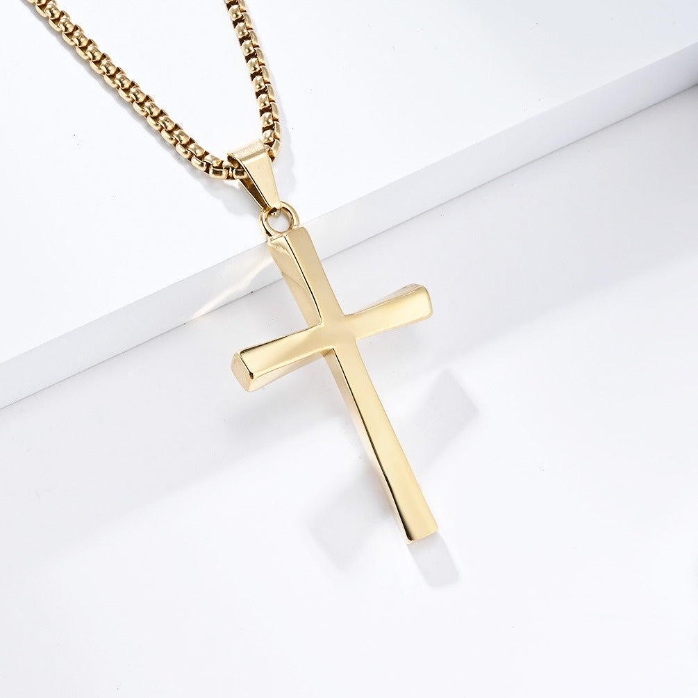 Kemstone Stainless Steel Twisted Cross Necklace for Men Minimalist K-PT516