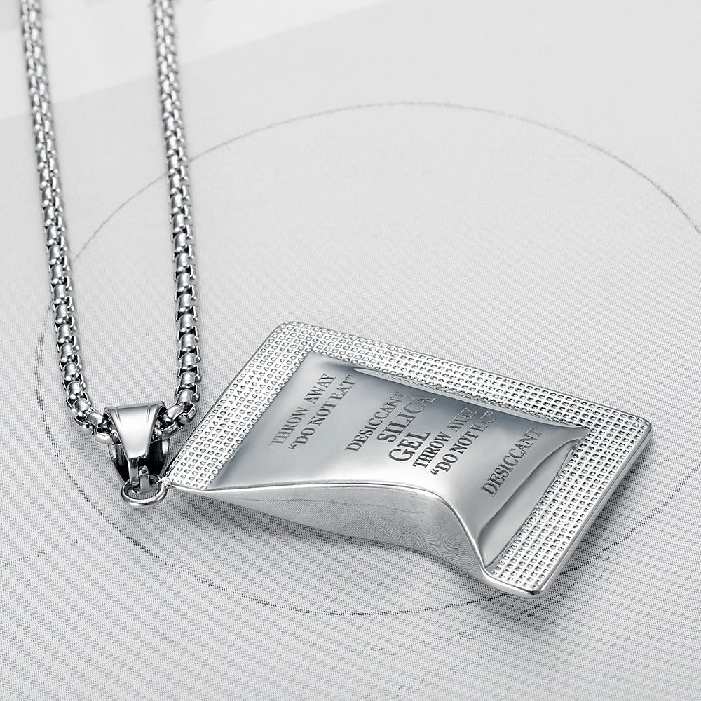 Kemstone Desiccant Packet Necklace for Men Titanium Steel Punk Style TN0404