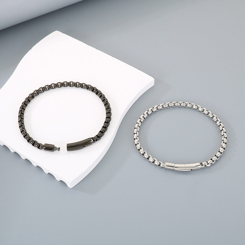 Kemstone Titanium Steel Square Bead Chain Bracelet for Men KB145394-KFC