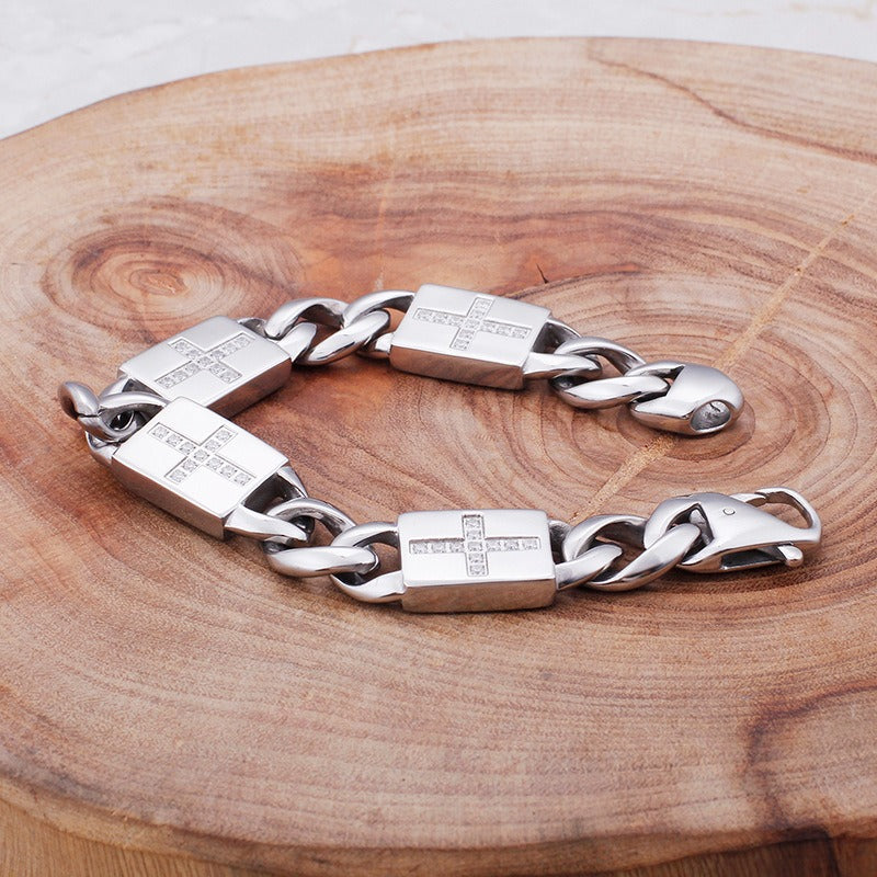 Kemstone Cross Link Bracelet for Men Titanium Steel Chunky Chain KB102750-BD