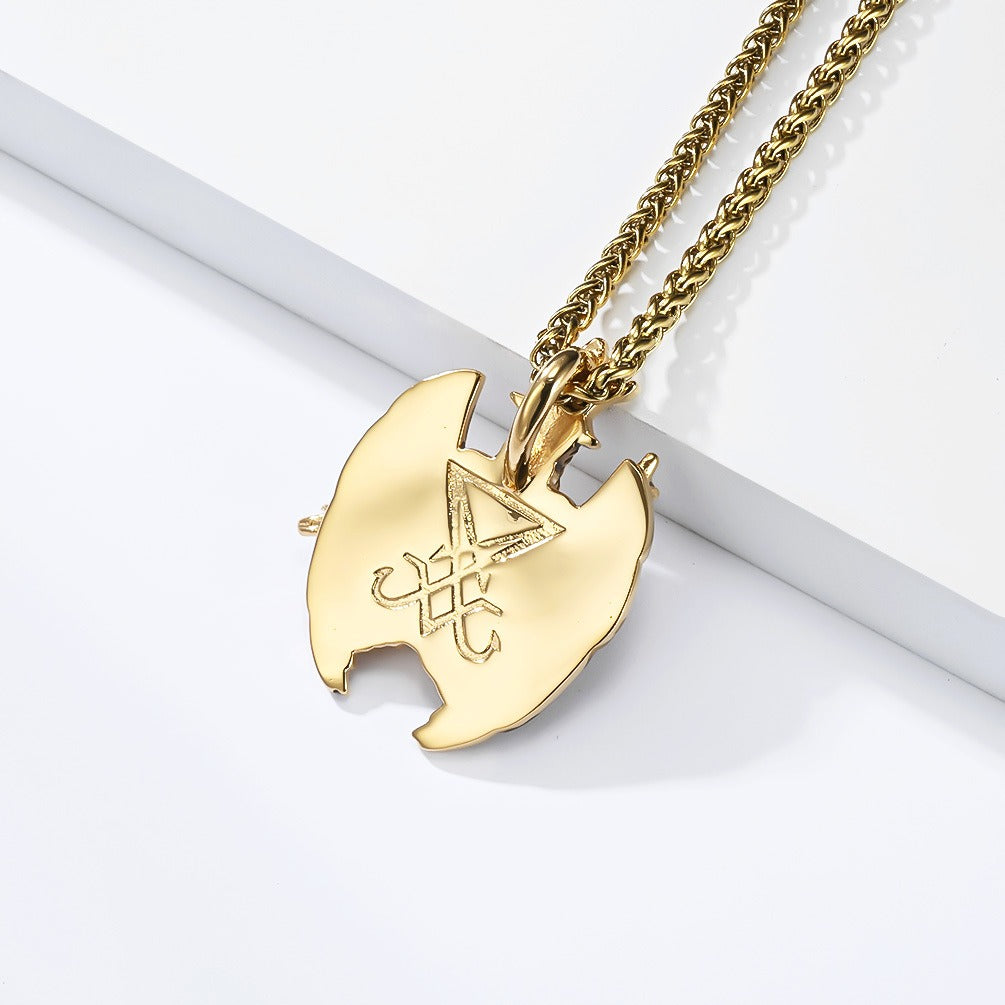 Kemstone Stainless Steel Goat Pendant Necklace for Men Gothic Winged Design K-PT715