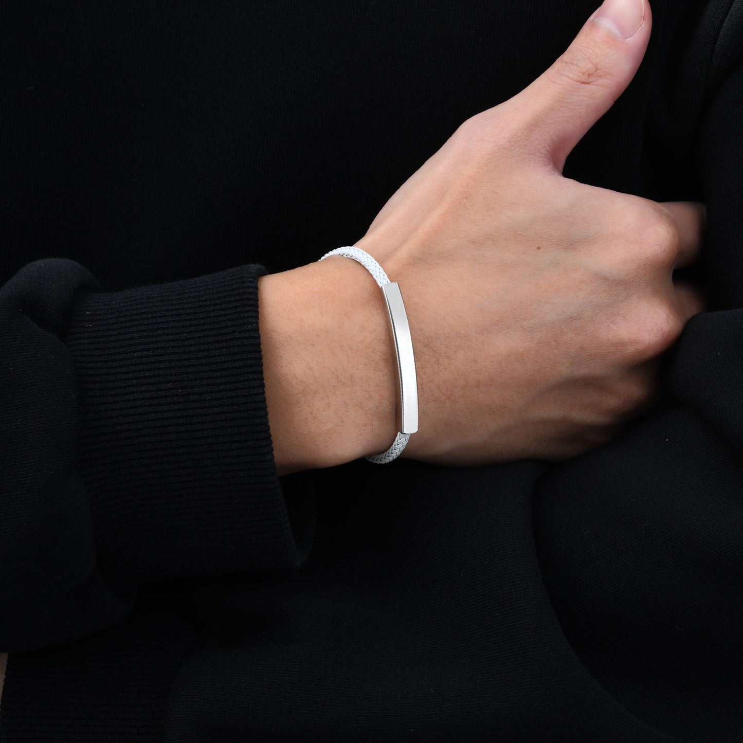 Kemstone Men’s Stainless Steel Bracelet – Adjustable Braided Rope Band BR2410