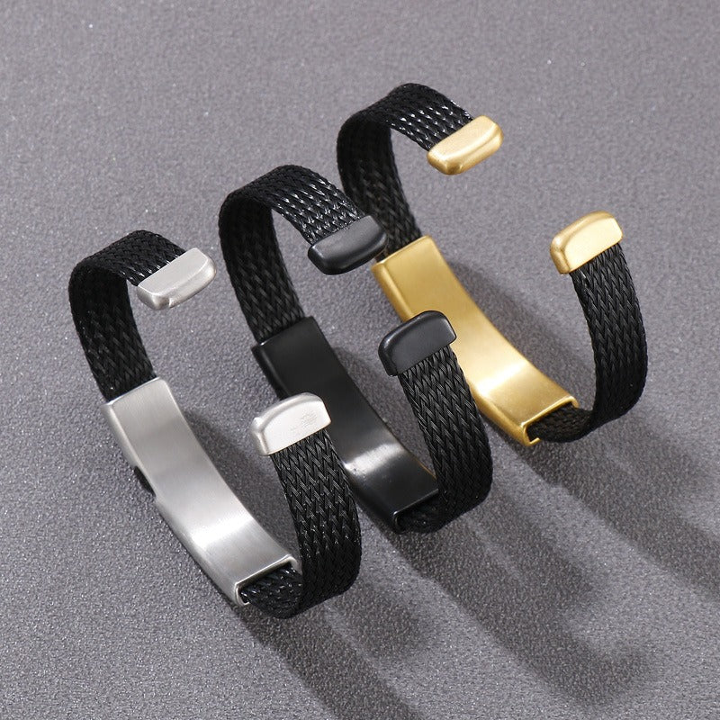 Kemstone Titanium Steel Star Cutout Open Cuff Bracelet for Men KB146896-KLHQ