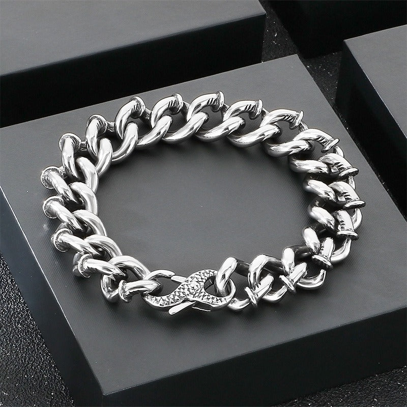 Kemstone Twist Chain Bracelet for Men Titanium Steel Heavy Link Gold Silver KB204393-KJX