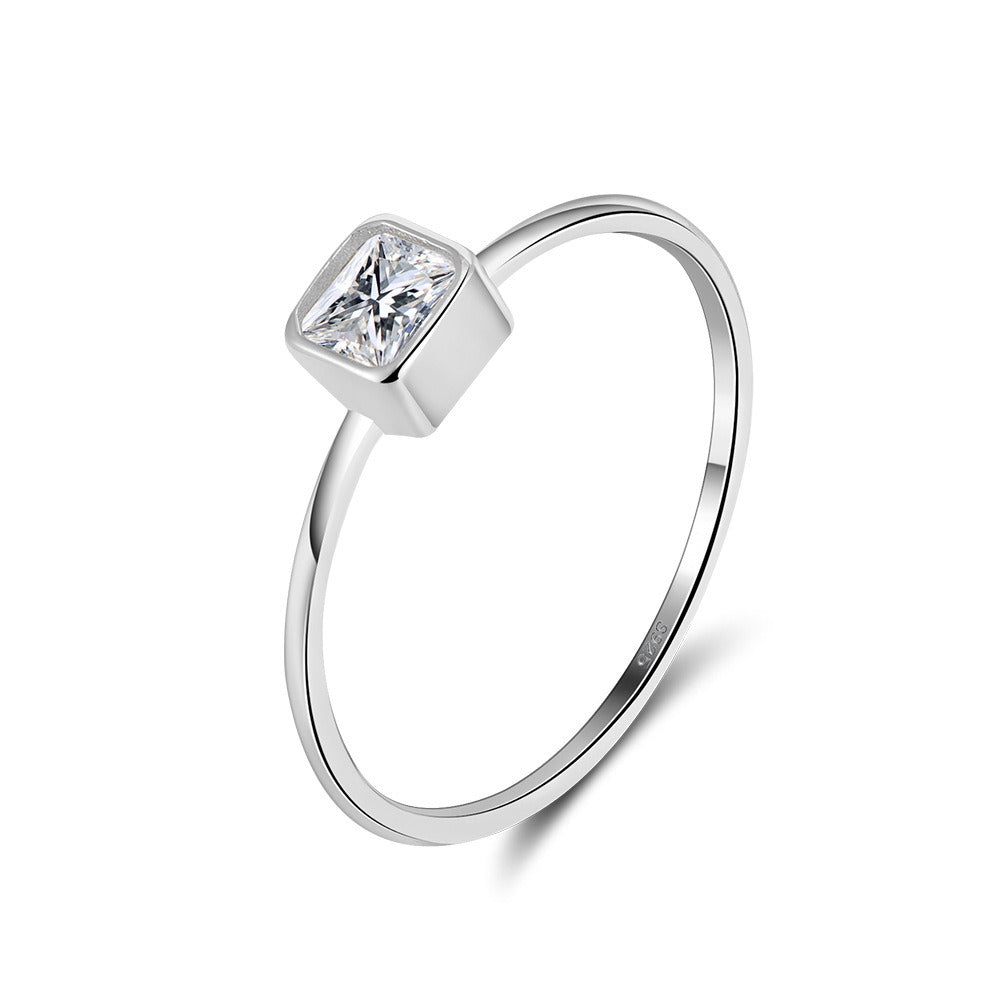 Kemstone 925 Sterling Silver Princess Cut CZ Ring – 4mm Dainty Handmade Gold Plated Ring for Women, Minimalist Gift Jewelry A4-APR36