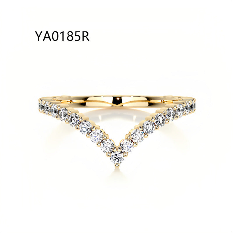 Kemstone S925 Gold D–E VVS Curved Moissanite Rings Wedding Band