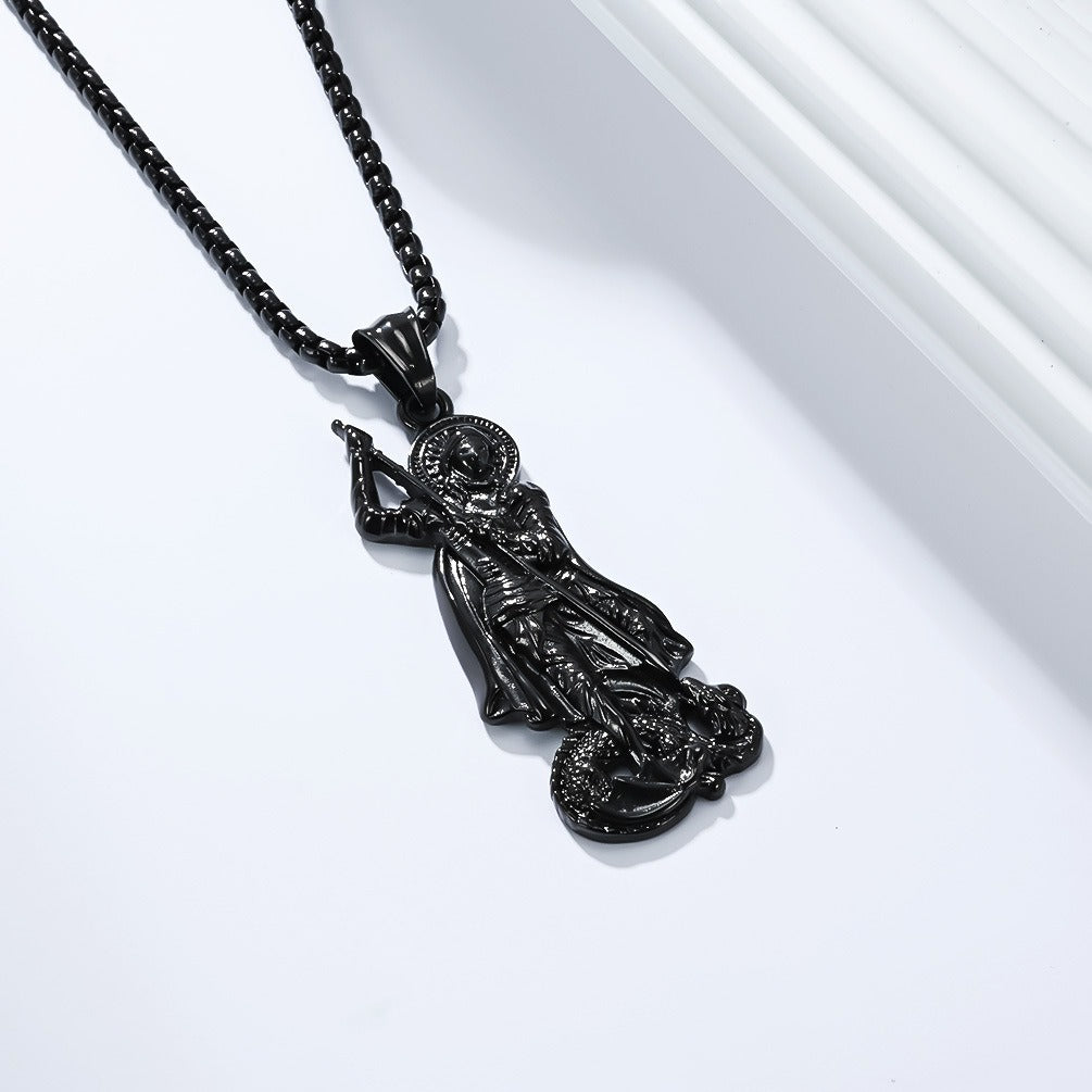 Kemstone Men’s Stainless Steel Saint George Pendant Silver Three Colors K-PT640