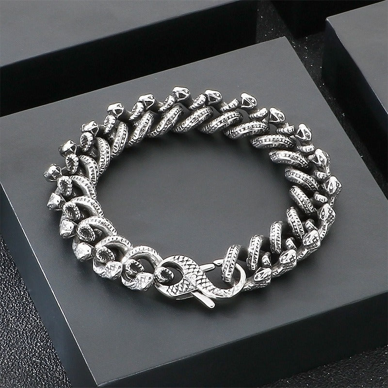 Kemstone Snake Chain Bracelet for Men Titanium Steel Heavy Link Gold Silver KB204392-KJX
