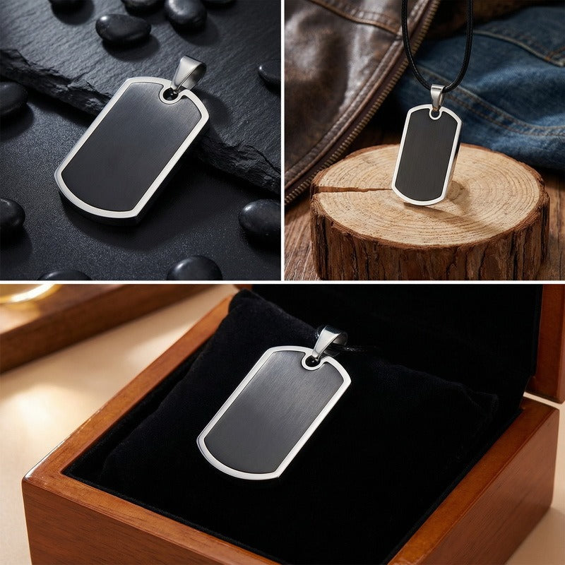 Kemstone Titanium Steel Tag Pendant Necklace – Brushed ID Plate for Men KP118330-ZLA