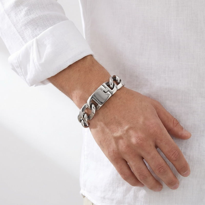 Kemstone Titanium Steel Cuban Link Bracelet for Men Square Link Chain KB213360-KJX