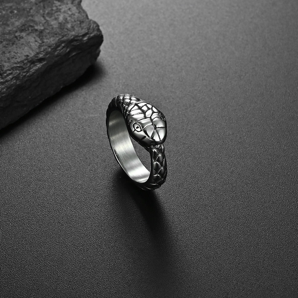 Kemstone Stainless Steel Snake Head Ring for Men K-R488