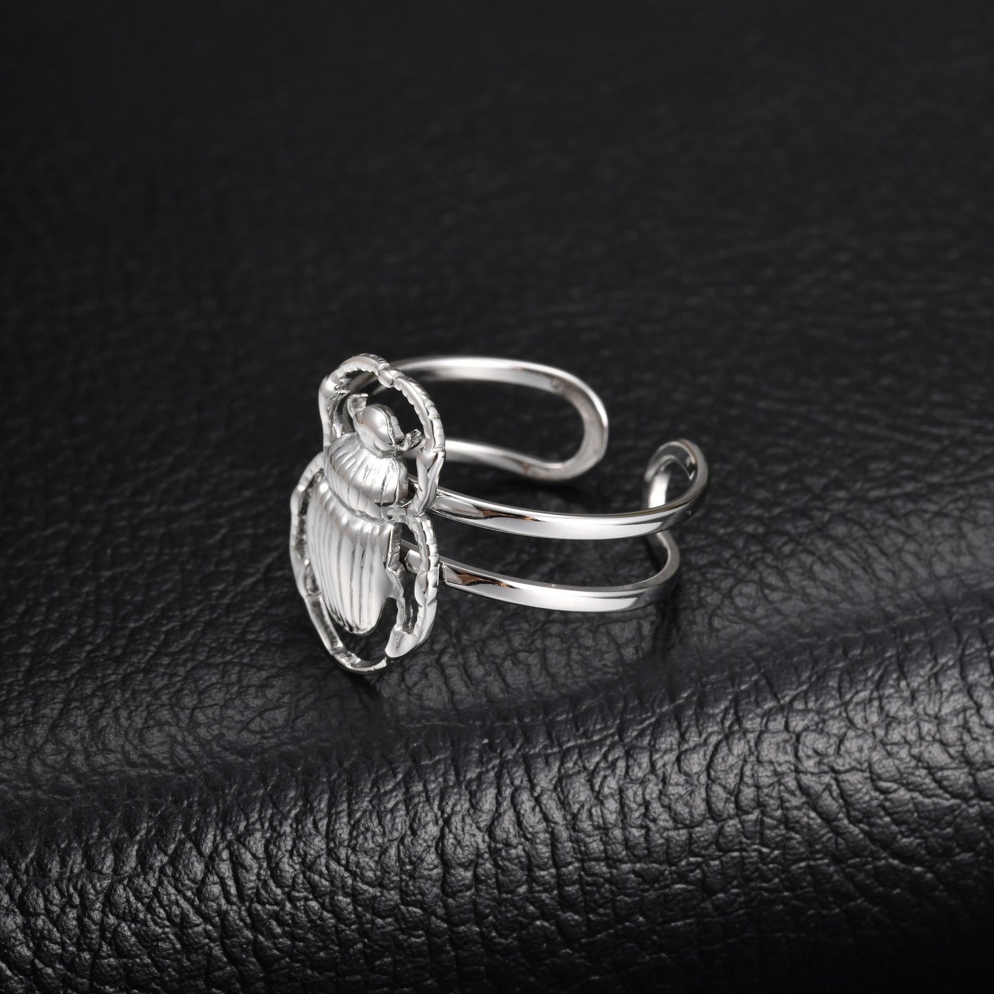 Kemston Scarab Beetle Gothic Stainless Steel Open Ring for Men RC-1016