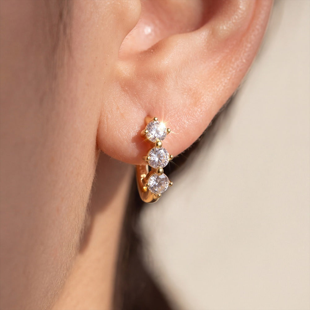 Kemstone Cubic Zirconia Stud Earrings for Women 925 Sterling Silver Dainty Minimalist LZE63