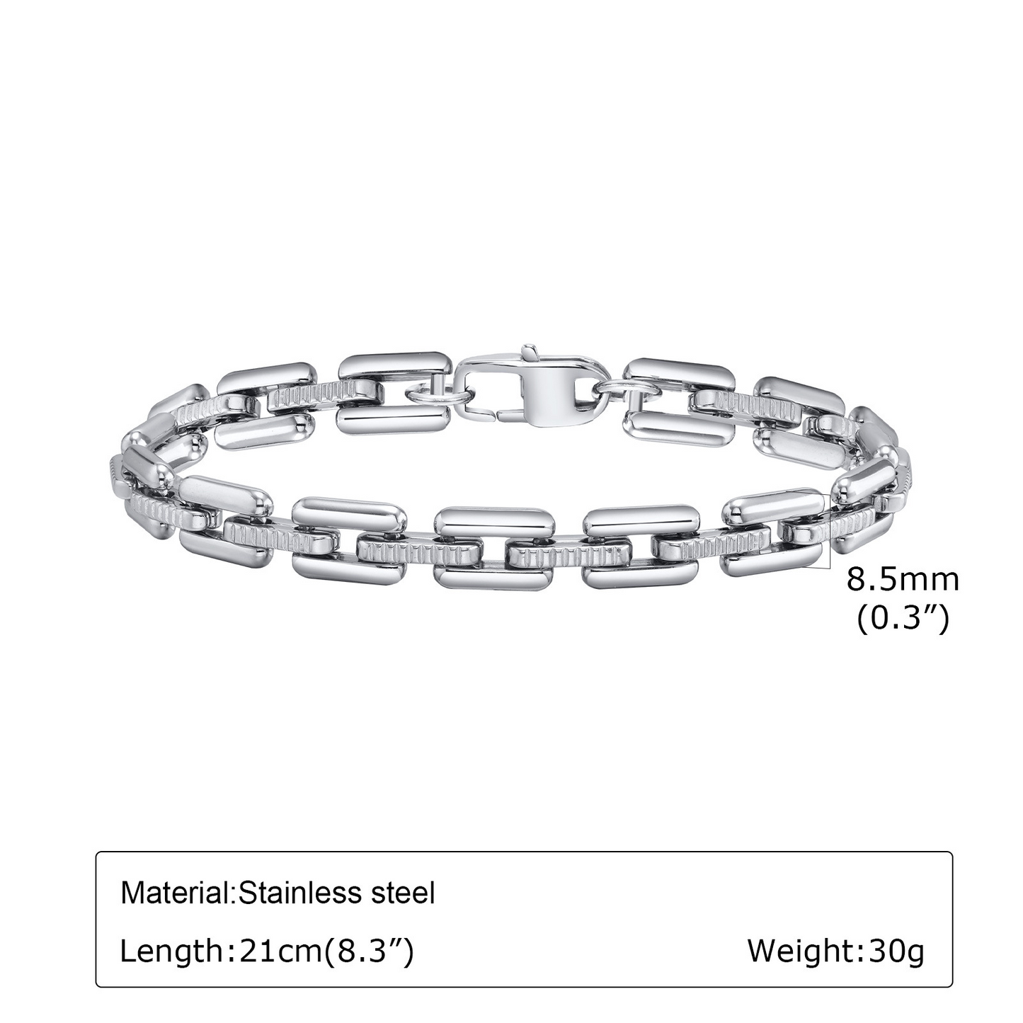 Kemstone Stainless Steel Link Chain Bracelet for Men BR-1979