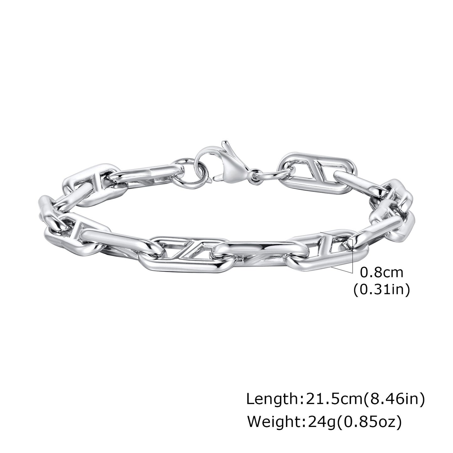 Kemstone Stainless Steel Men’s Bracelet – Minimal Hip Hop Chain BR2162