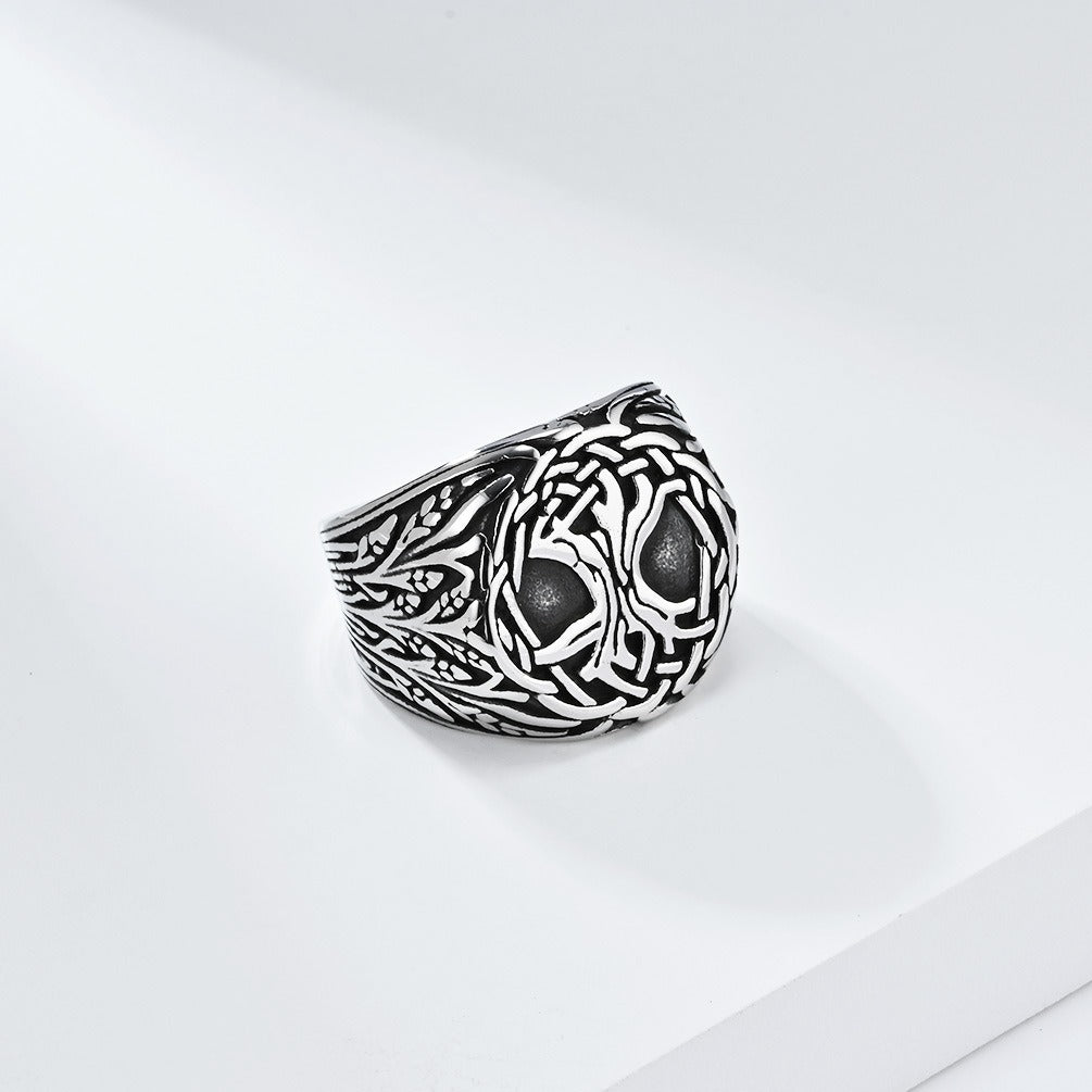 Kemstone Tree of Life Ring for Men Stainless Steel Viking K-R873