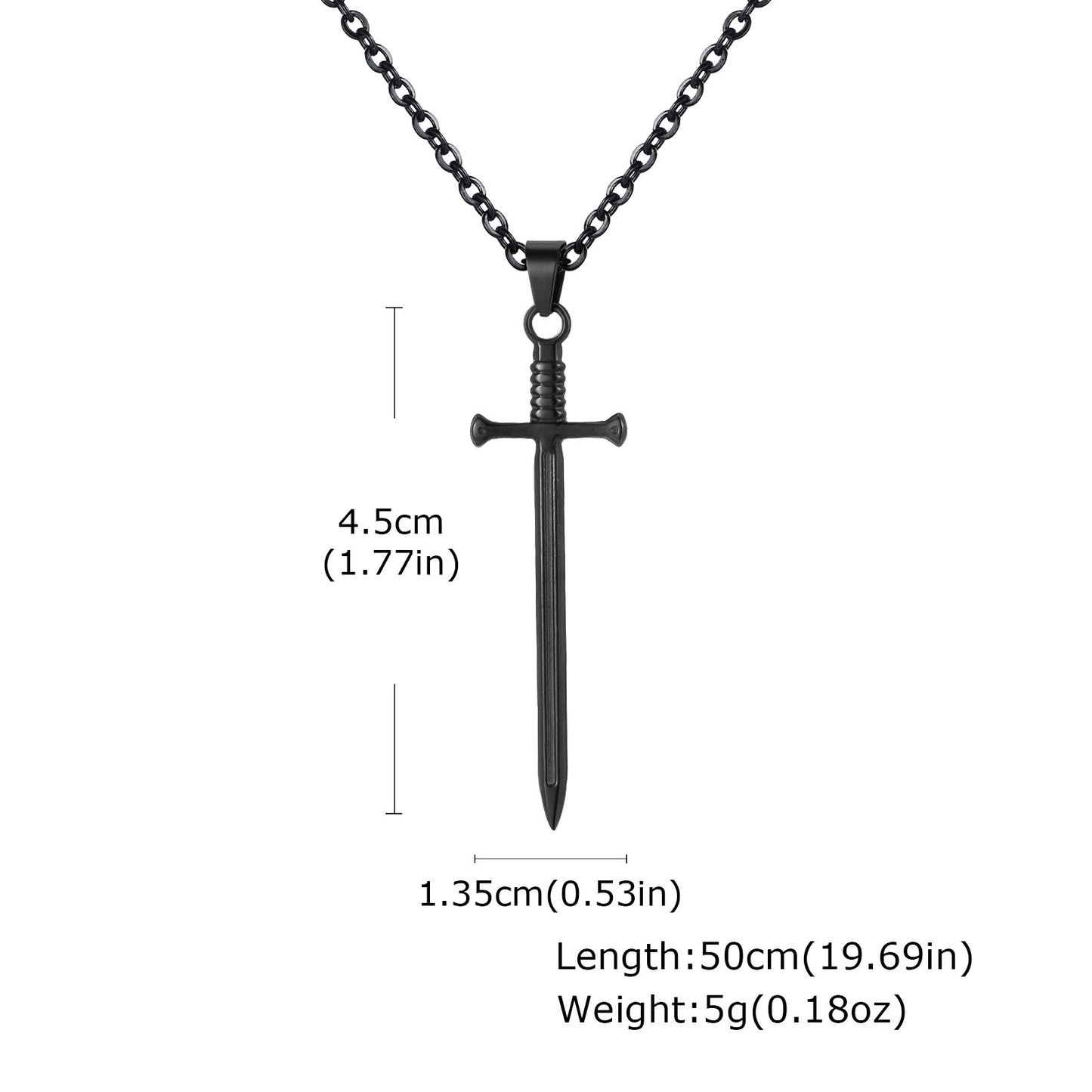Kemstone Stainless Steel Sword Pendant Necklace for Men – Silver, Gold, Black NC-2556