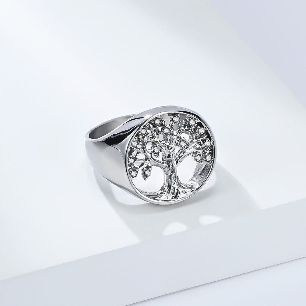 Kemstone Tree of Life Ring – Stainless Steel Crystal Women’s Jewelry K-R1074