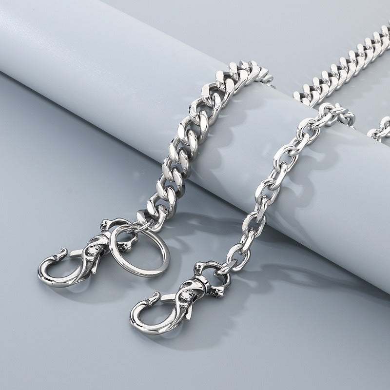 Kemstone Titanium Steel Skull Pants Chain – Double Clasp Street Wallet Chain for Men KK025-Z
