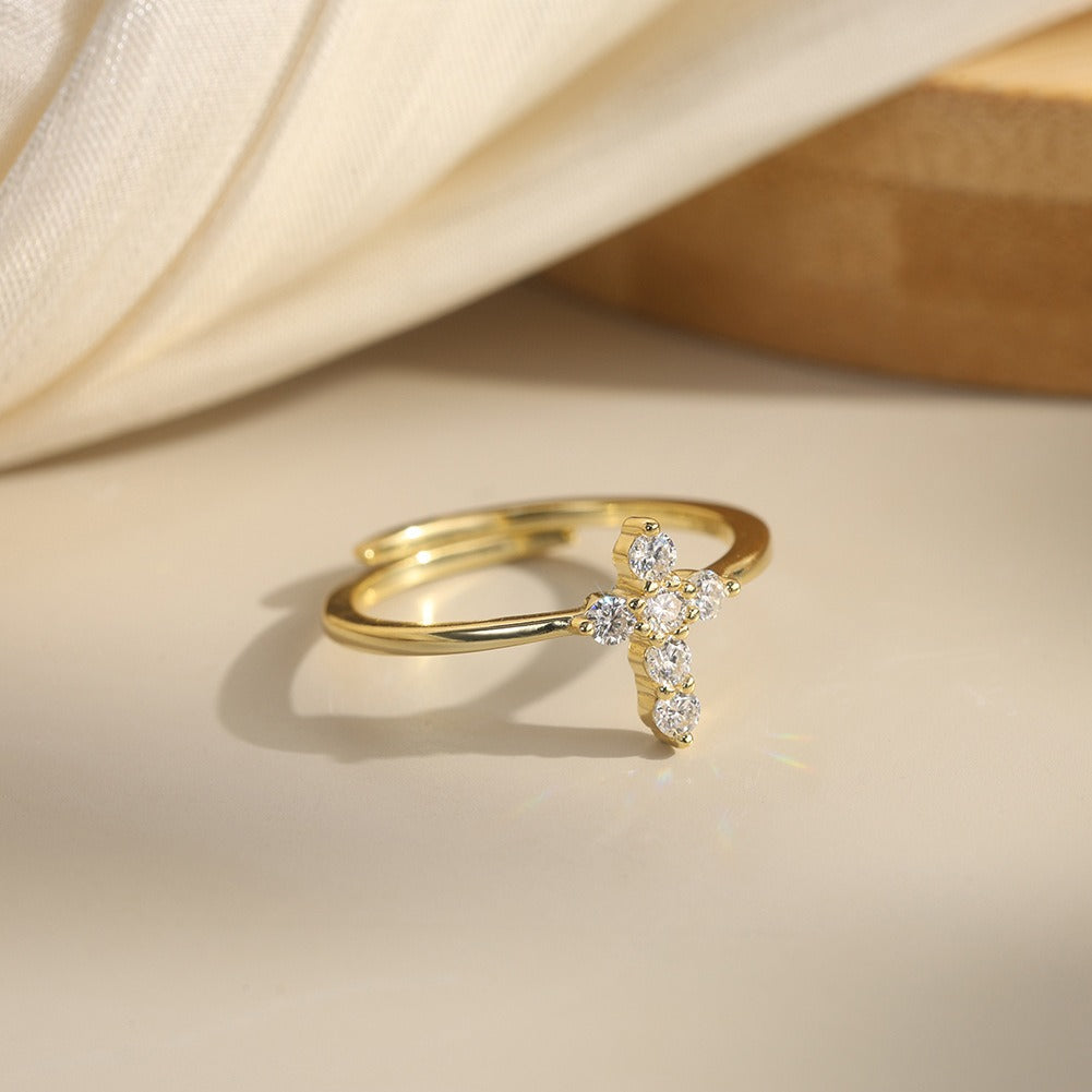 Kemstone Adjustable Moissanite Cluster Ring – 925 Sterling Silver, 2mm Stones, Gold / Silver MOR15