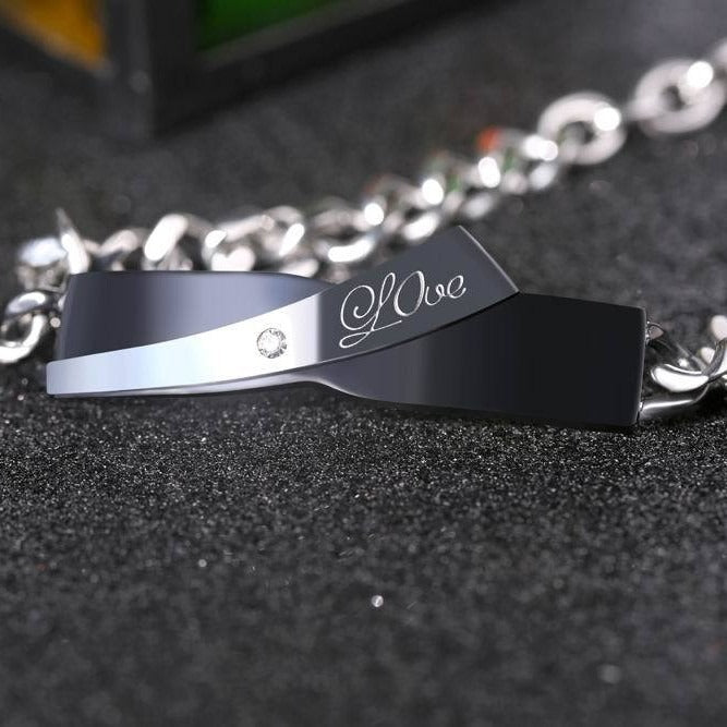 Kemstone Matching Couple ID Bracelet Stainless Steel Love Bar TB0019