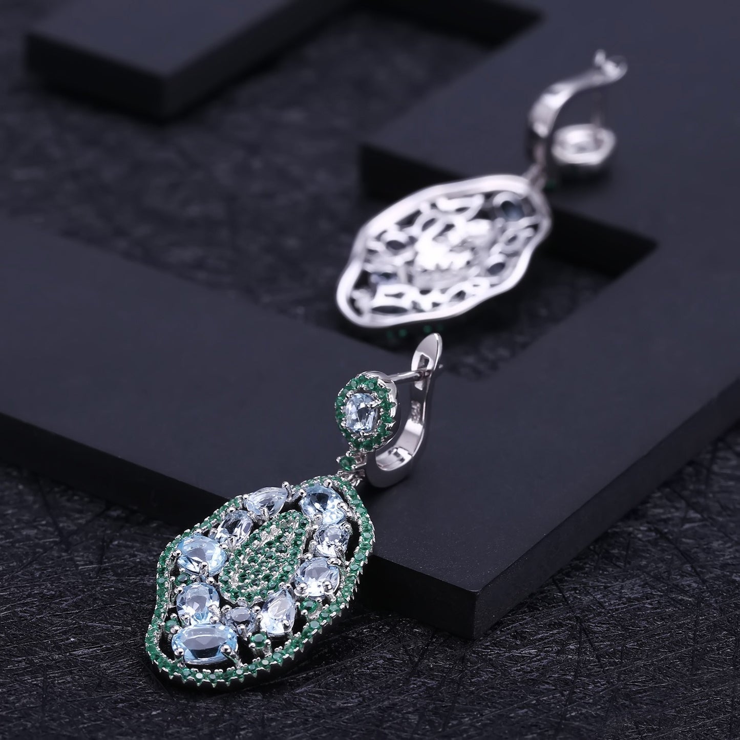 Pendientes colgantes de topacio natural en plata de ley S925, diseño original, hechos a mano, vintage y lujosos, de Kemstone, K24417E