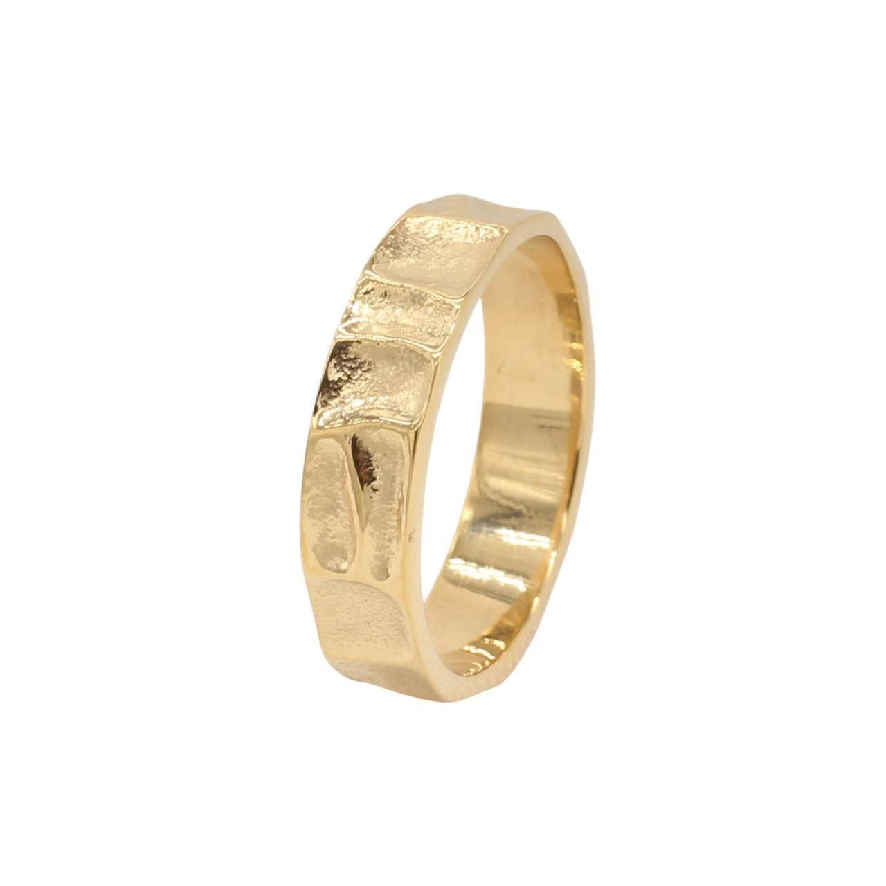 Kemstone Men’s Titanium Steel Ring – Vintage Hammered Textured Band R1890