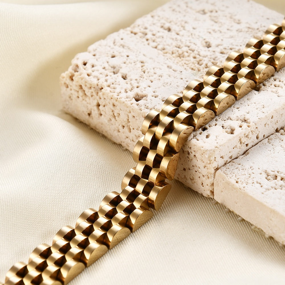 Kemstone Men’s Stainless Steel Watch Link Bracelet – 10mm Adjustable Chain Jewelry AD1633