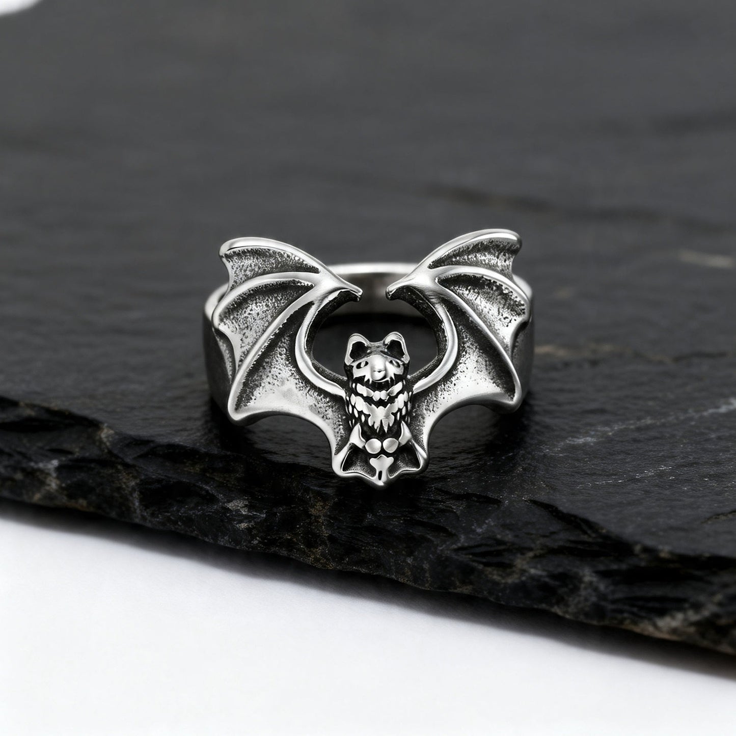 Kemstone Stainless Steel Bat Ring for Men Gothic Silver Style RC-139
