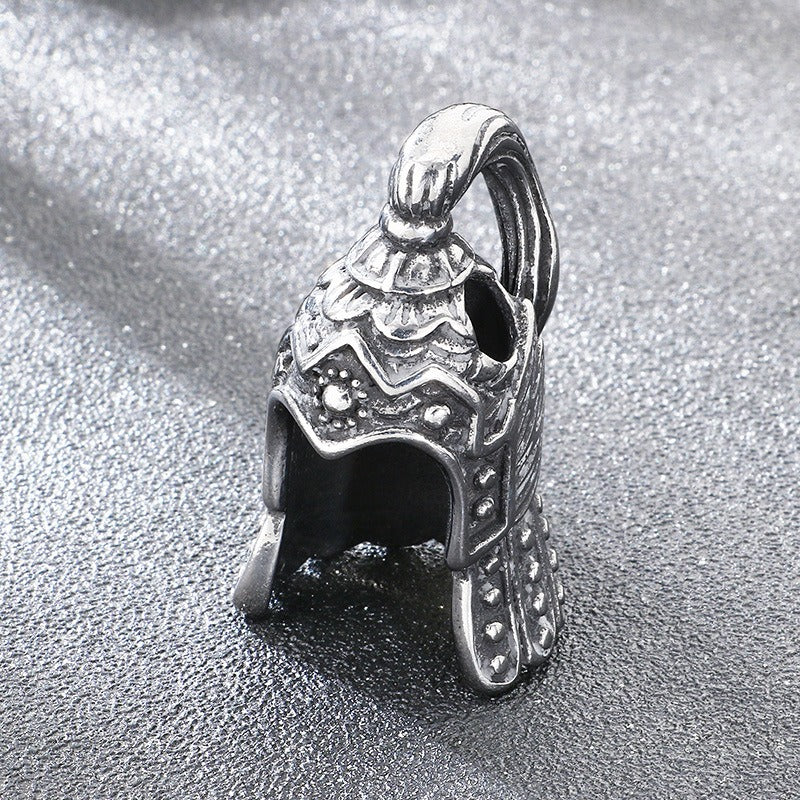 Kemstone Skull Pendant Necklace Titanium Steel Viking Helmet Design for Men Silver KP117049-LU