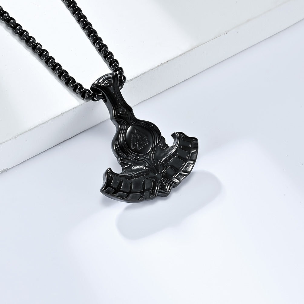 Kemstone Viking Axe Pendant Necklace for Men Stainless Steel Nordic Style K-PT466