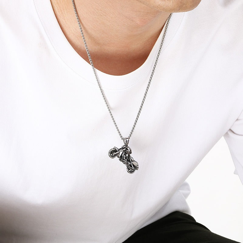 Kemstone Motorcycle Pendant Necklace for Men Stainless Steel Bike & Truck Charm Street Style KP117059-LU