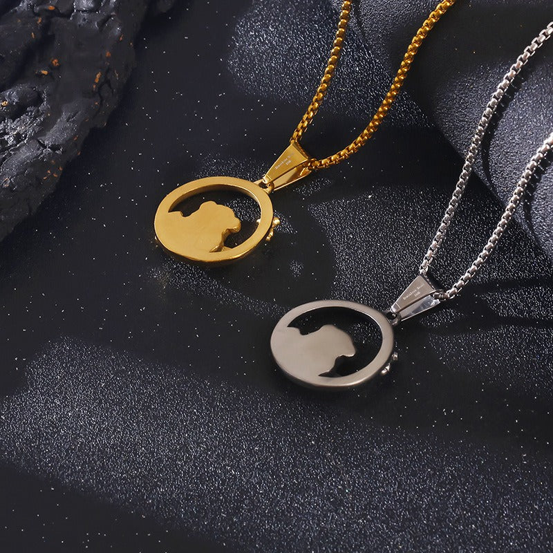 Kemstone Panda Circle Necklace for Men Titanium Steel KP119300-KJX