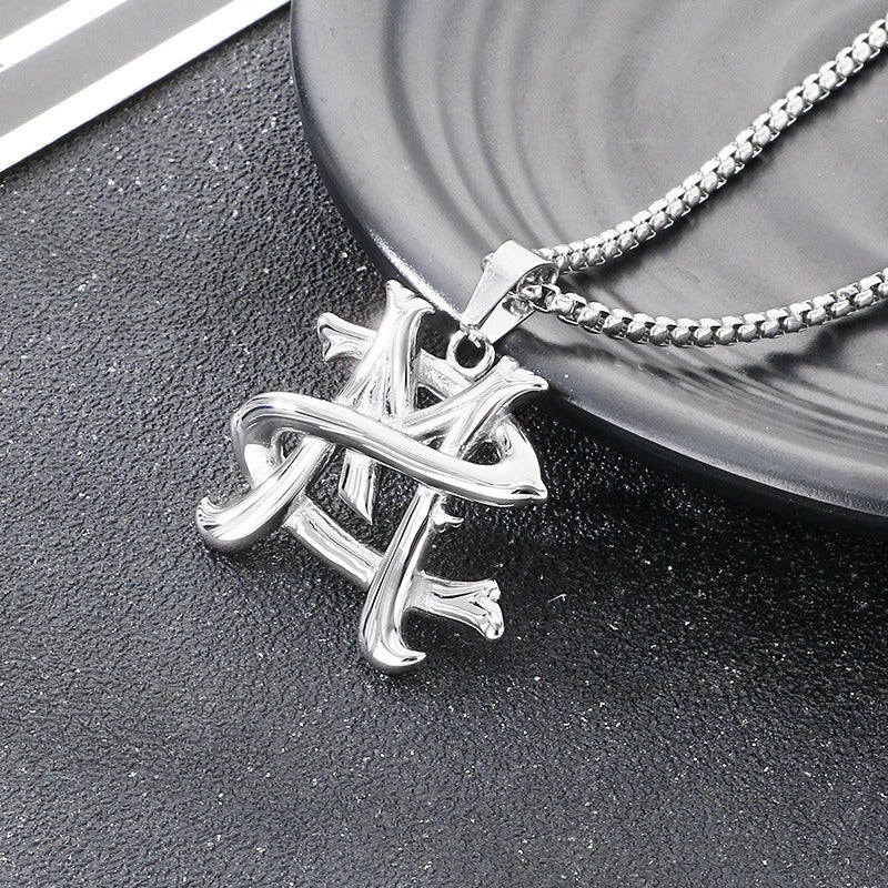 Kemstone Titanium Steel Letter M Pendant Necklace for Men Silver KP117821-KC