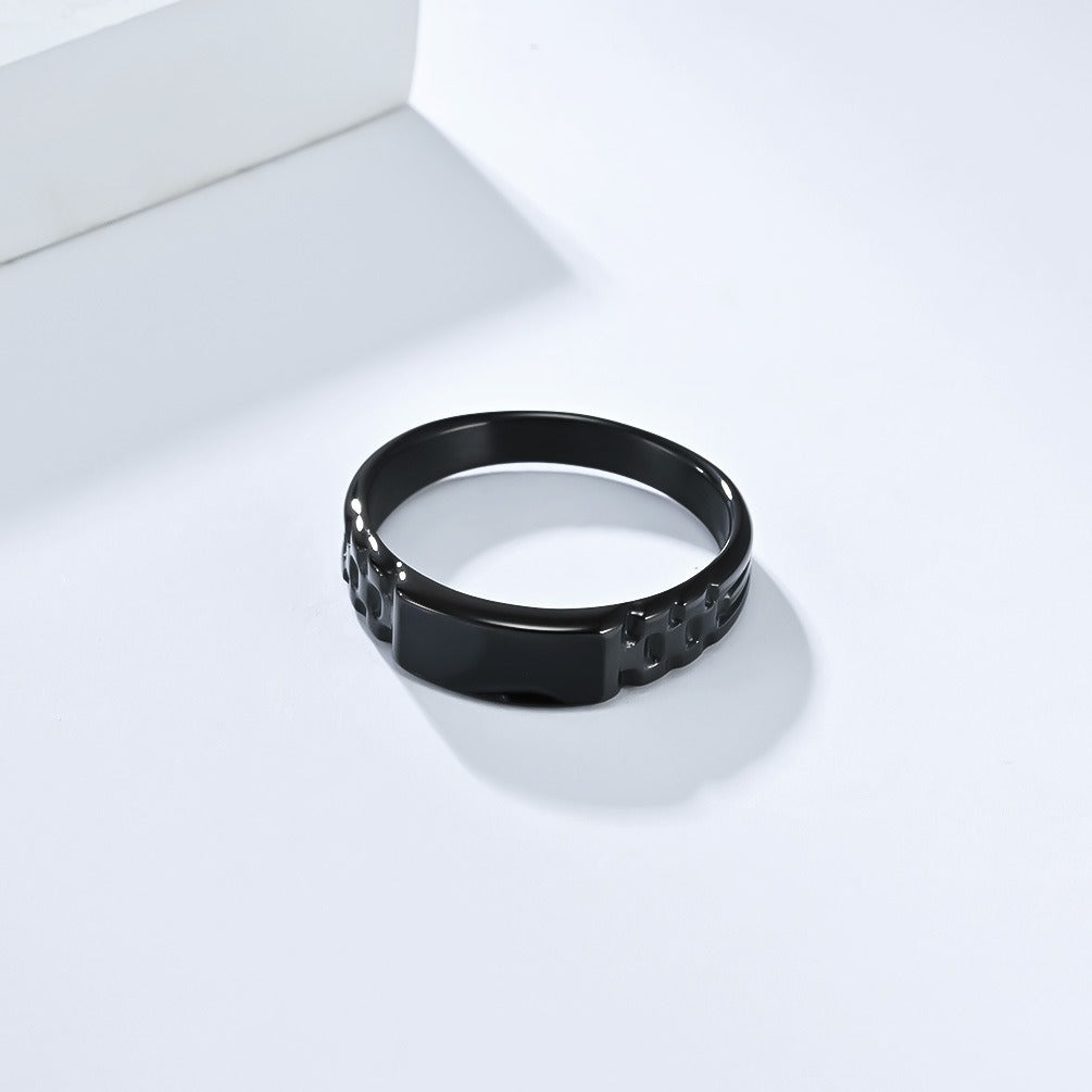 Kemstone Stainless Steel Ring with Dark Center for Men & Women K-R1040