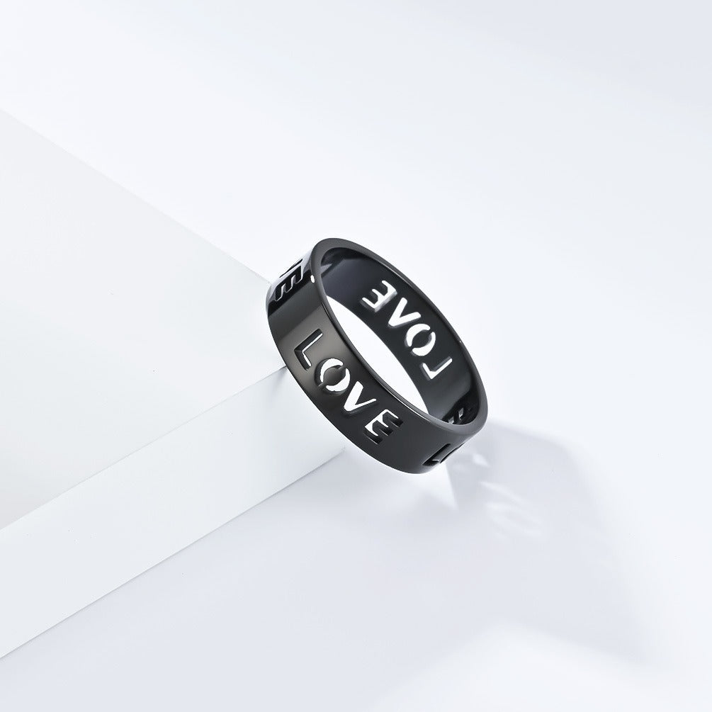 Kemstone Stainless Steel LOVE Cutout Ring for Men & Women K-R816