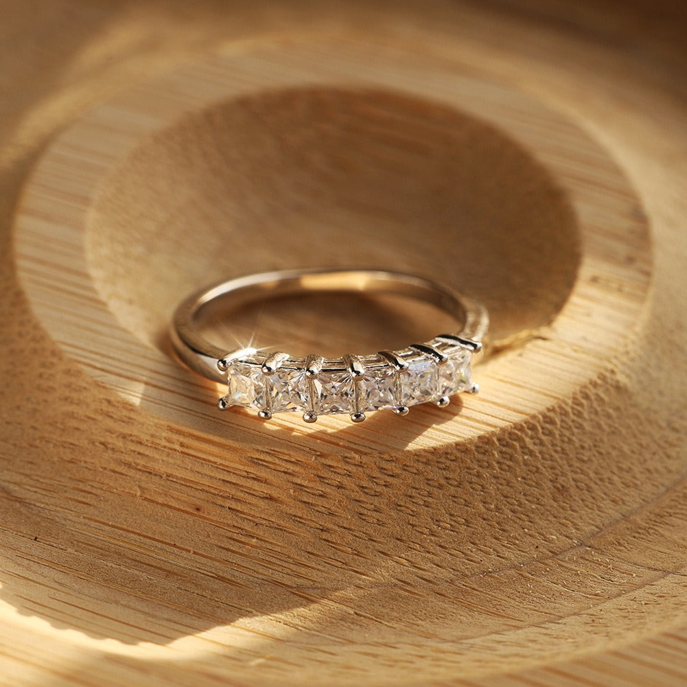 Kemstone 2.5mm Moissanite Half Eternity Ring - 925 Sterling Silver for Women MOR13