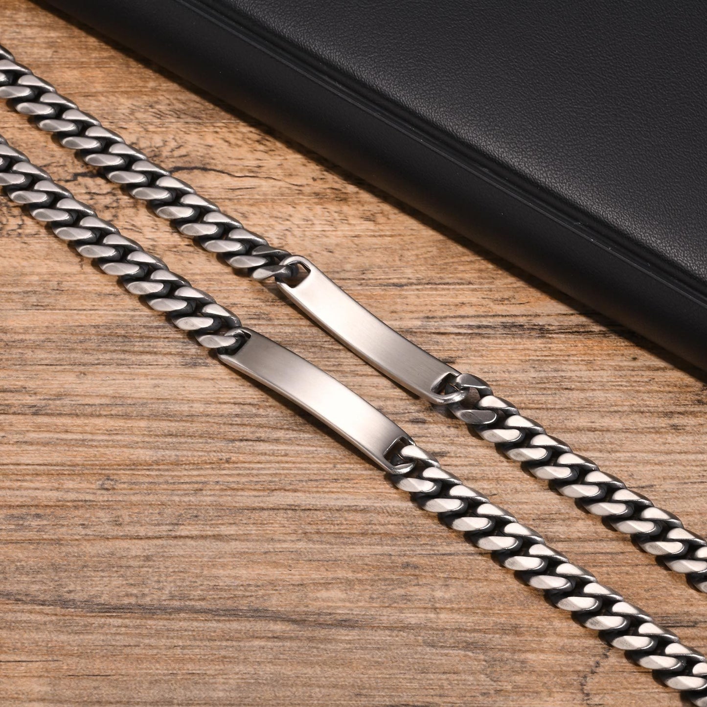 Kemstone Stainless Steel Curved Plate Chain Bracelet for Men – Faceted Link BR2120