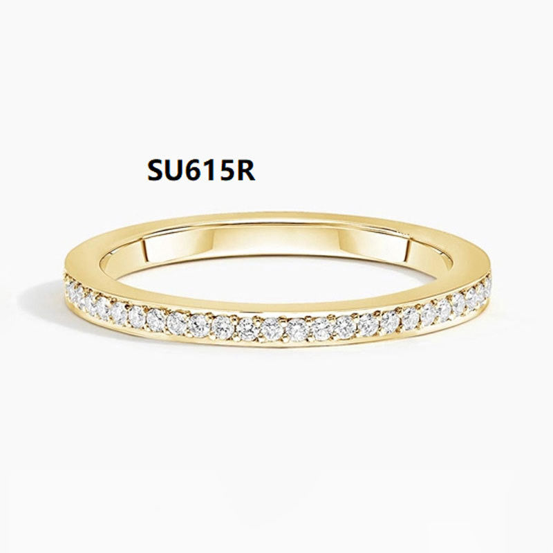 Kemstone Stackable Gold Rings for Women – S925 Sterling Silver Minimalist Wedding Bands | 18K Gold Plated, Moissanite, D-E Color VVS Clarity