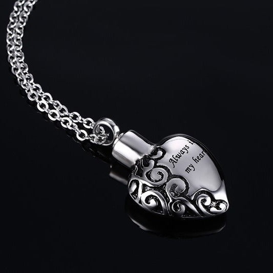 Kemstone Heart Locket Pendant Necklace for Men Stainless Steel Engraved PN-436