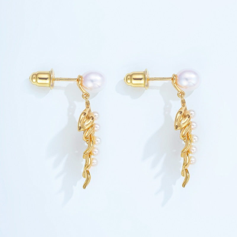 Pendientes de perla de plata S925, diseño original, hechos a mano por Kemstone - Estilo vintage francés
