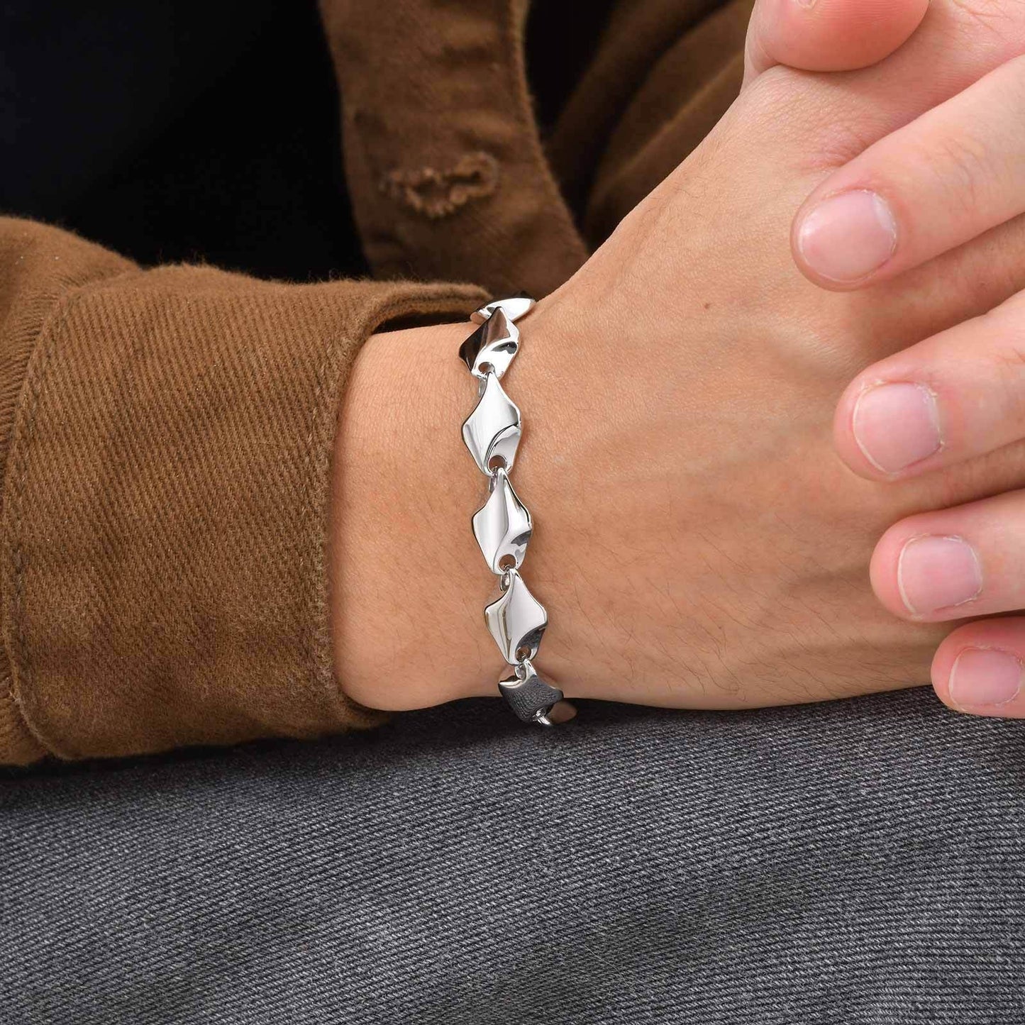 Kemstone Geometric Link Chain Bracelet Stainless Steel Street Style for Men BR-2797