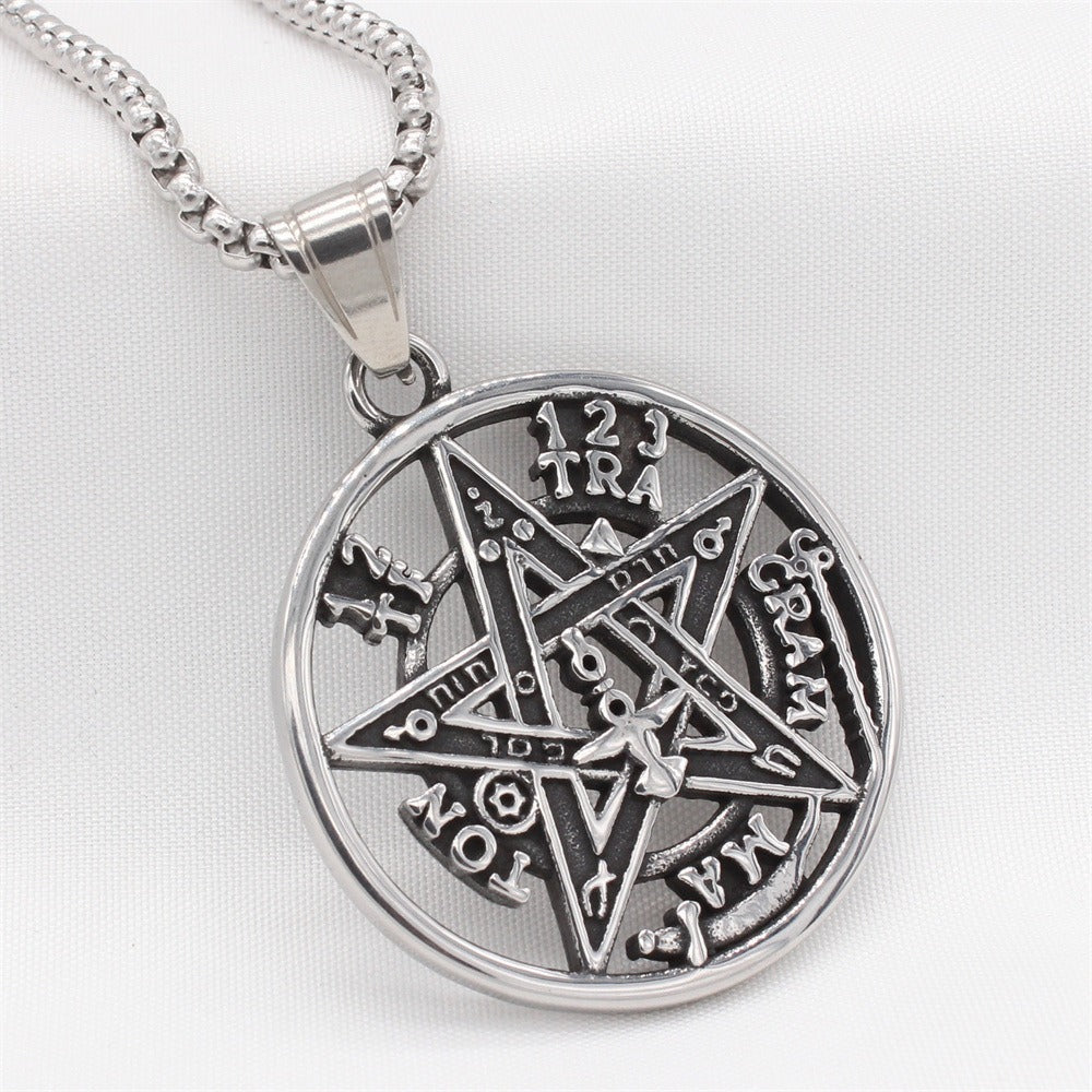 Kemstone Titanium Steel Five Point Star Pendant Necklace for Men P1387