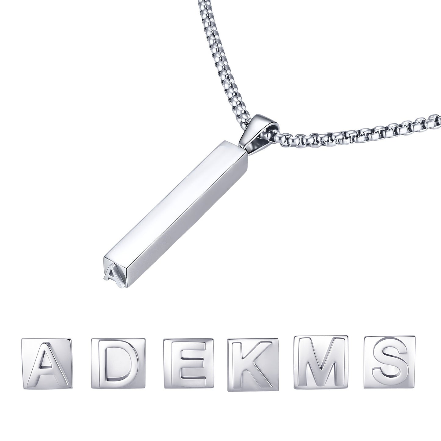 Kemston Letter Necklace for Men Stainless Steel Bar Pendant Minimalist Design PN-2380
