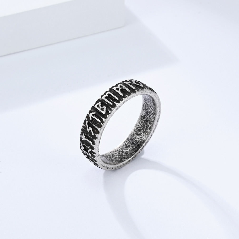 Kemstone Stainless Steel Viking Rune Ring for Men K-R1062