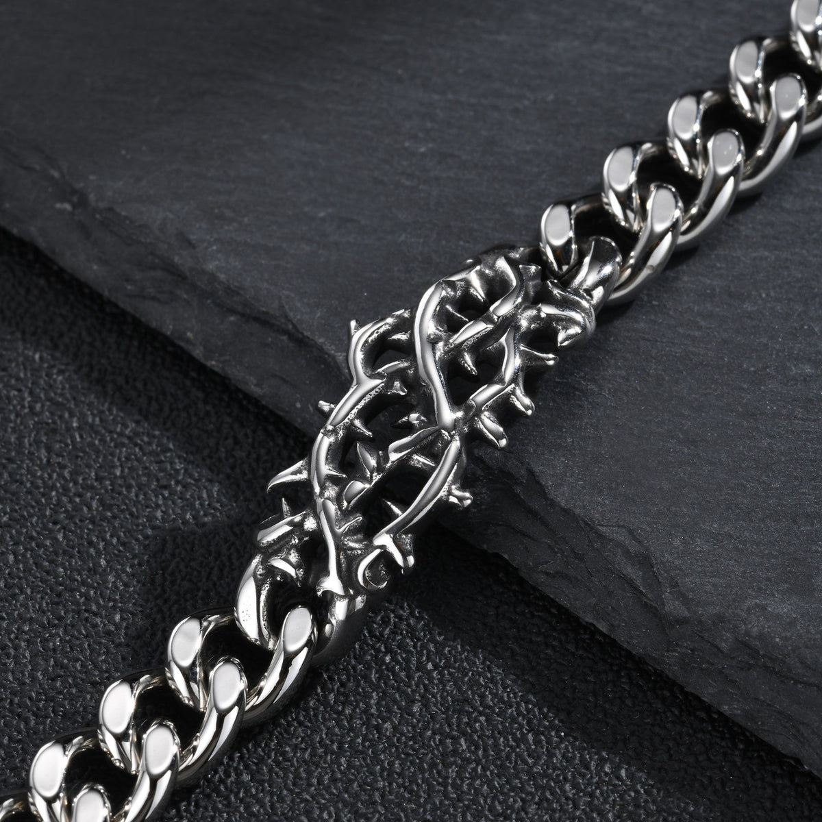 Kemstone Thorn Curb Chain Bracelet for Men Stainless Steel Gothic BR-3279