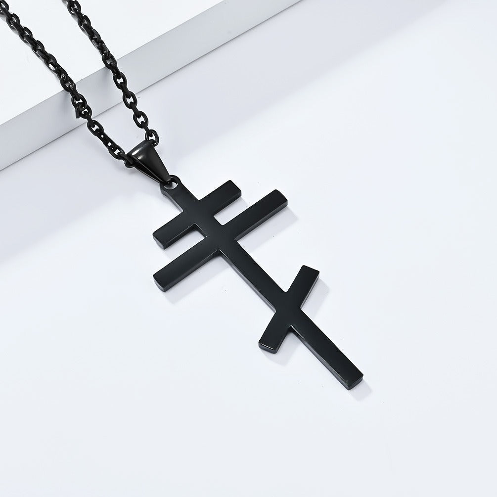 Kemstone Titanium Steel Cross Pendant Necklace for Men & Women – Minimalist Vintage Style K-PT539
